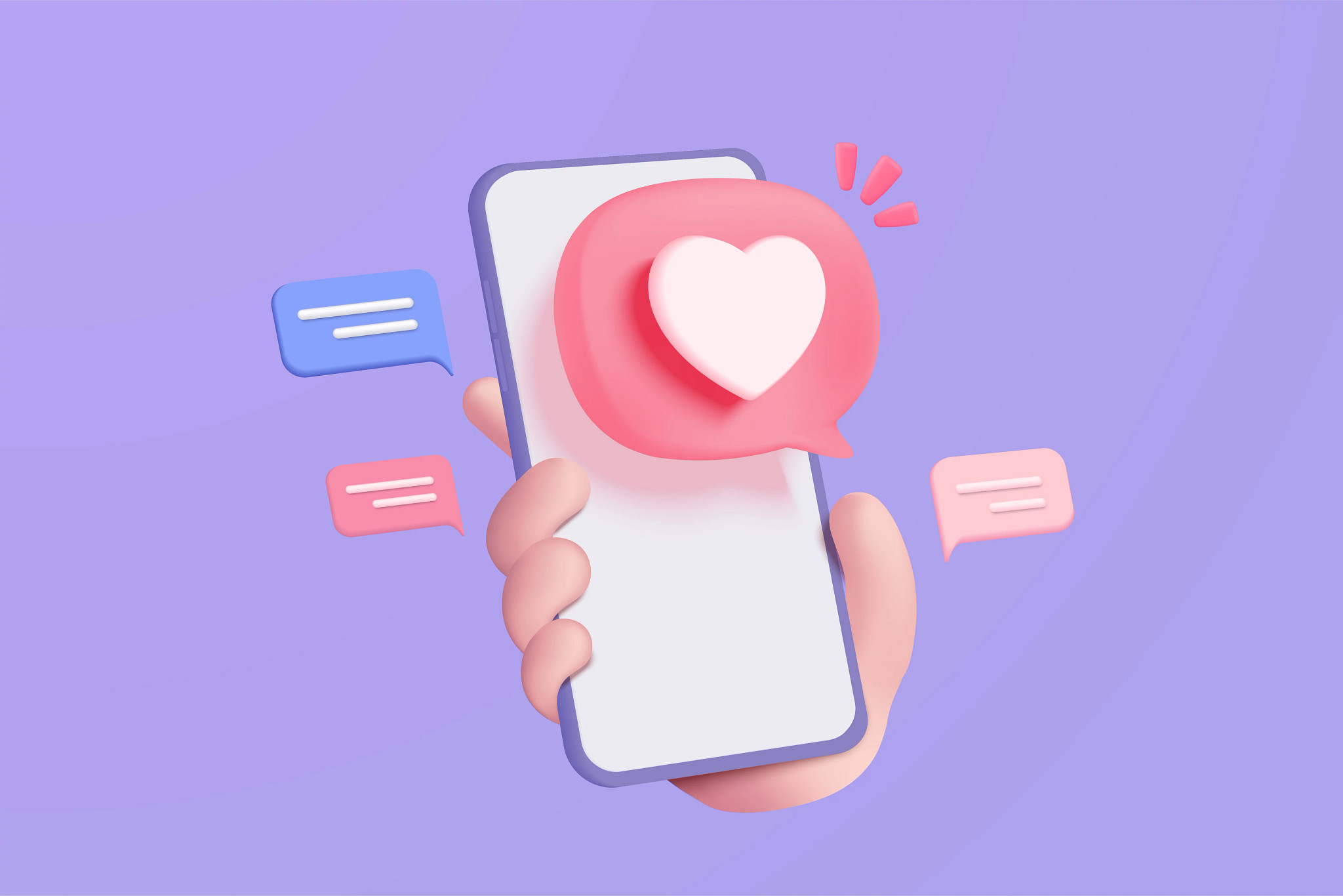 A phone with hearts and messages coming out