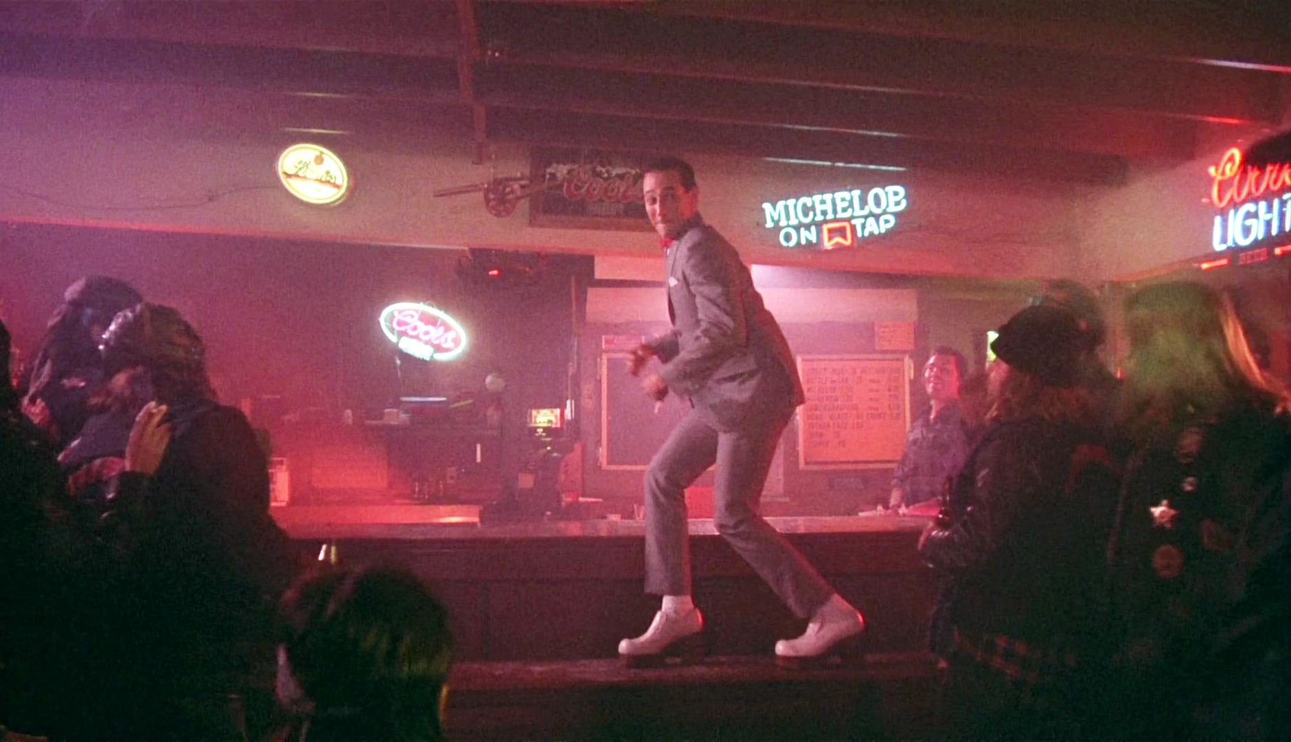 Pee-wee's Big Adventure Turns 40 Pee-wee Herman dancing on a bar