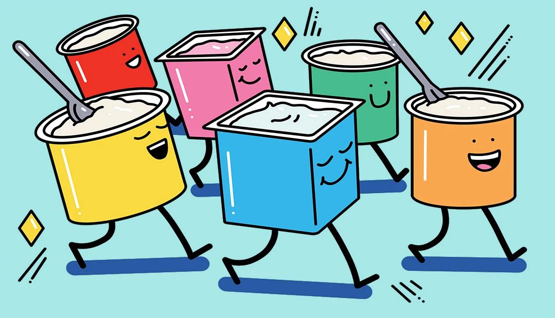 Ilustración de varios empaque de yogur
