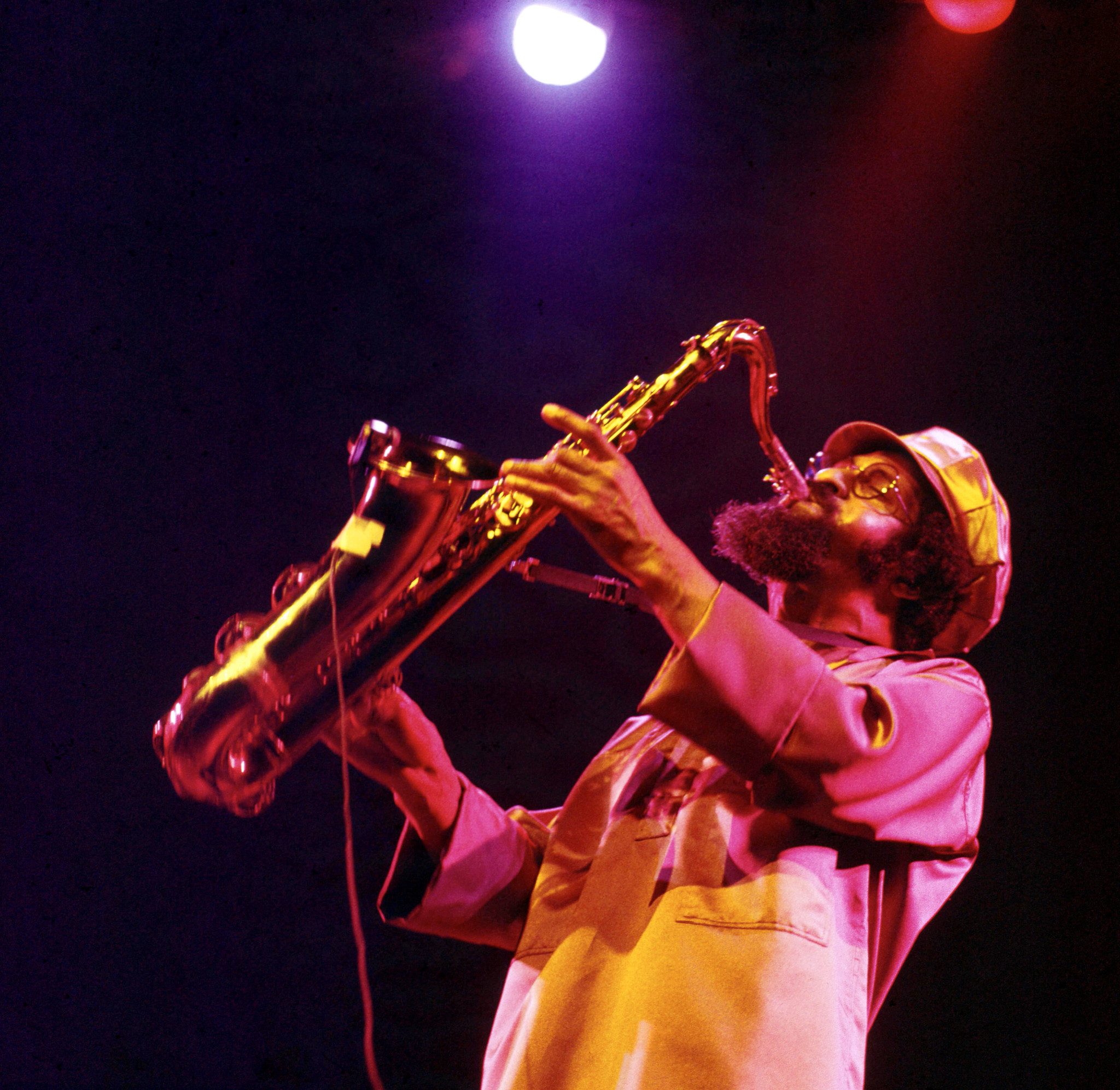 sonny rollins playing his saxophone on stage