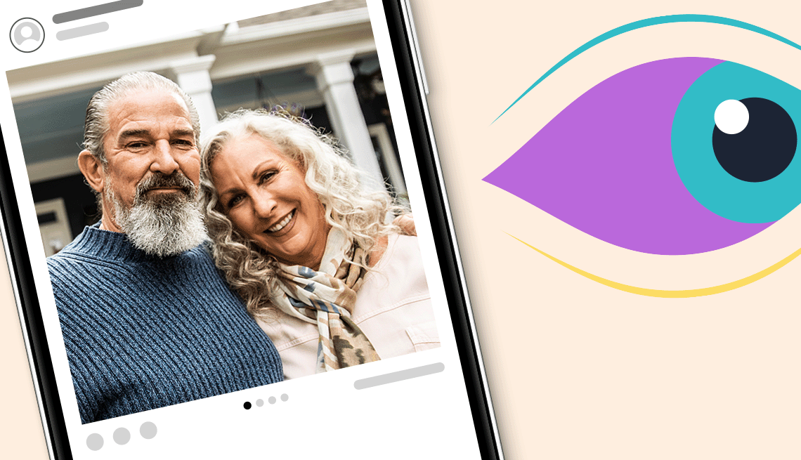 Stopping ai from using social media posts to train An eye next to a photo of a couple