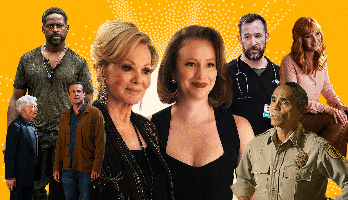 a collage with images from tv shows paradise, shrinking, hacks, the pitt, dark winds and the comeback