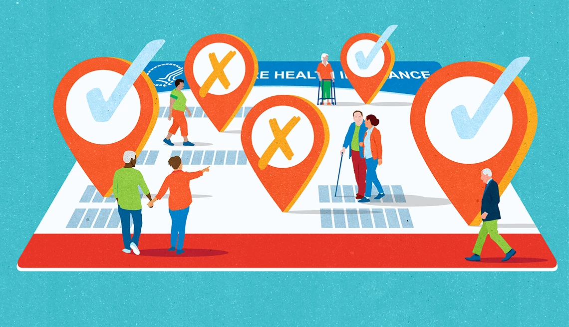 Buying a Medigap Policy check marks and exes on a medicare card