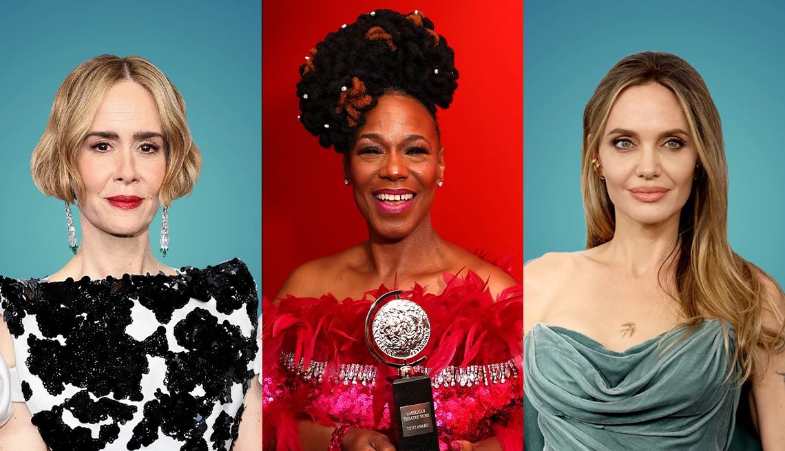 Sarah Paulson, Kecia Lewis and Angelina Jolie Sarah Paulson, Kecia Lewis and Angelina Jolie each posing for photos at the 77th Annual Tony Awards