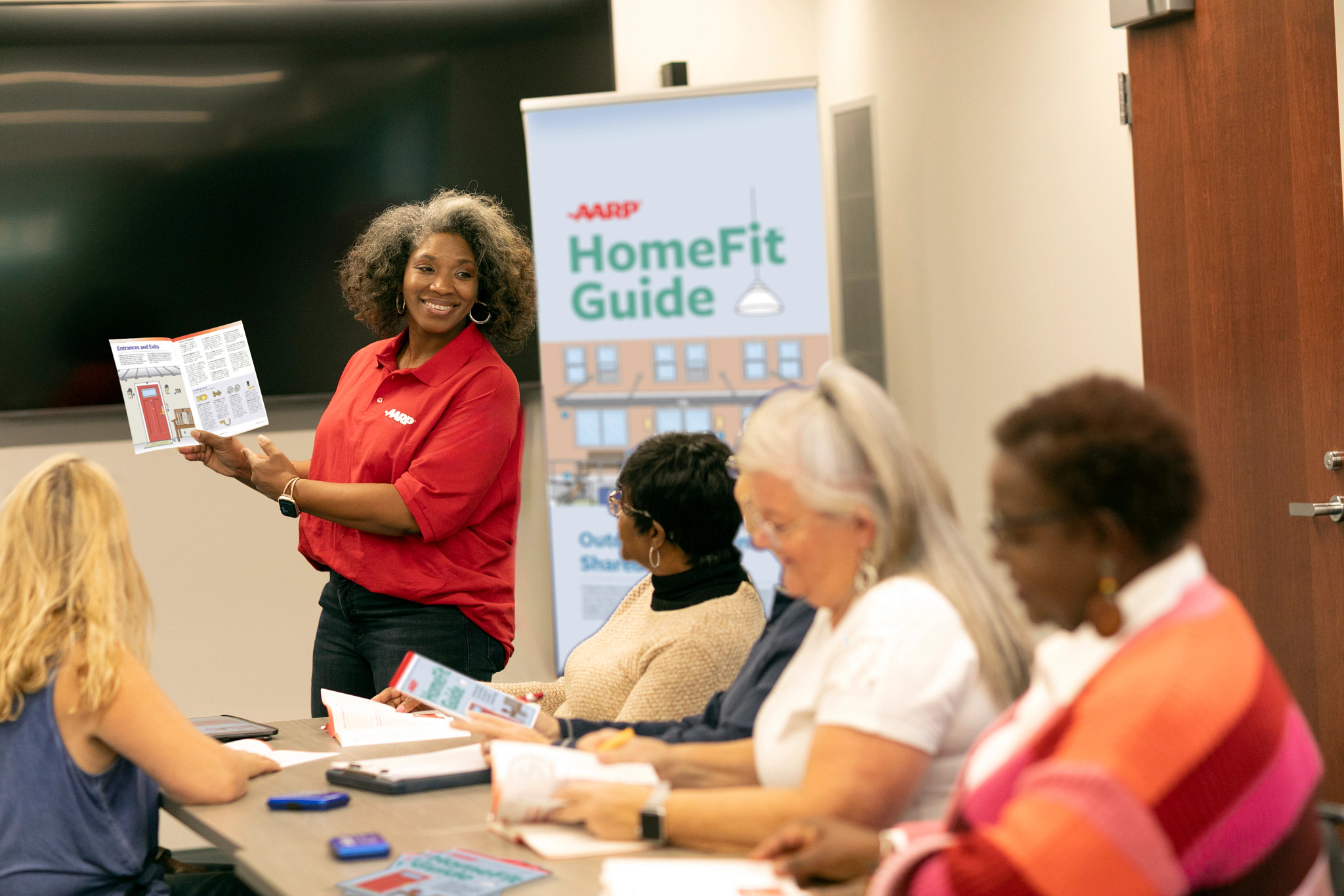 woman giving a presentation on HomeFit