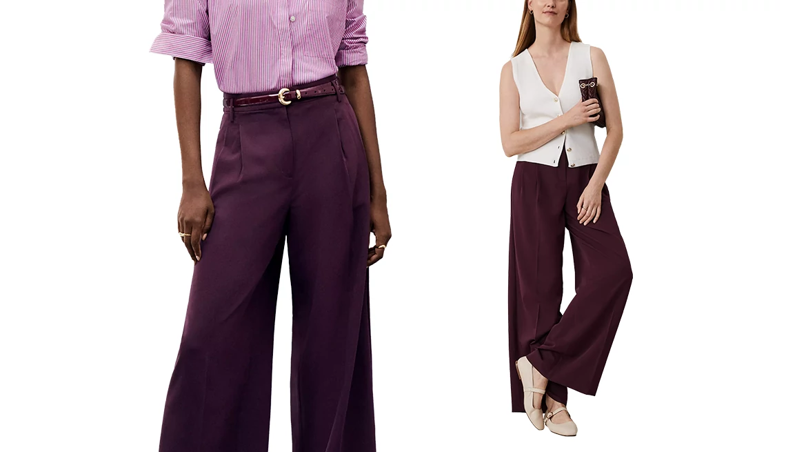 Deepen your color palette Ann Taylor Pleated Wide Leg Pant in Plum Rose