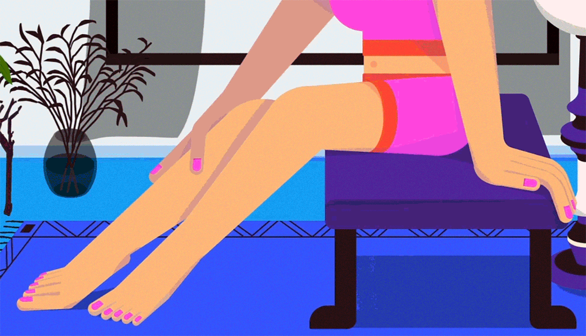 illustration gif of varicose veins appearing on woman's leg