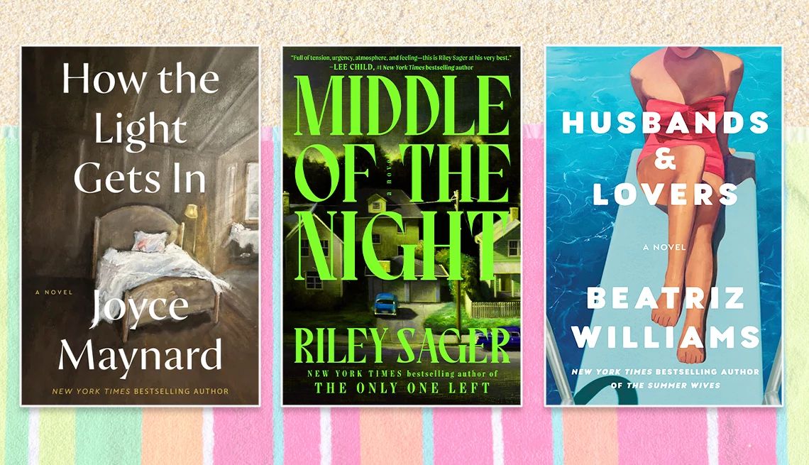 How the Light Gets In by Joyce Maynard; Middle of the Night by Riley Sager; and Husbands & Lovers by Beatriz Williams