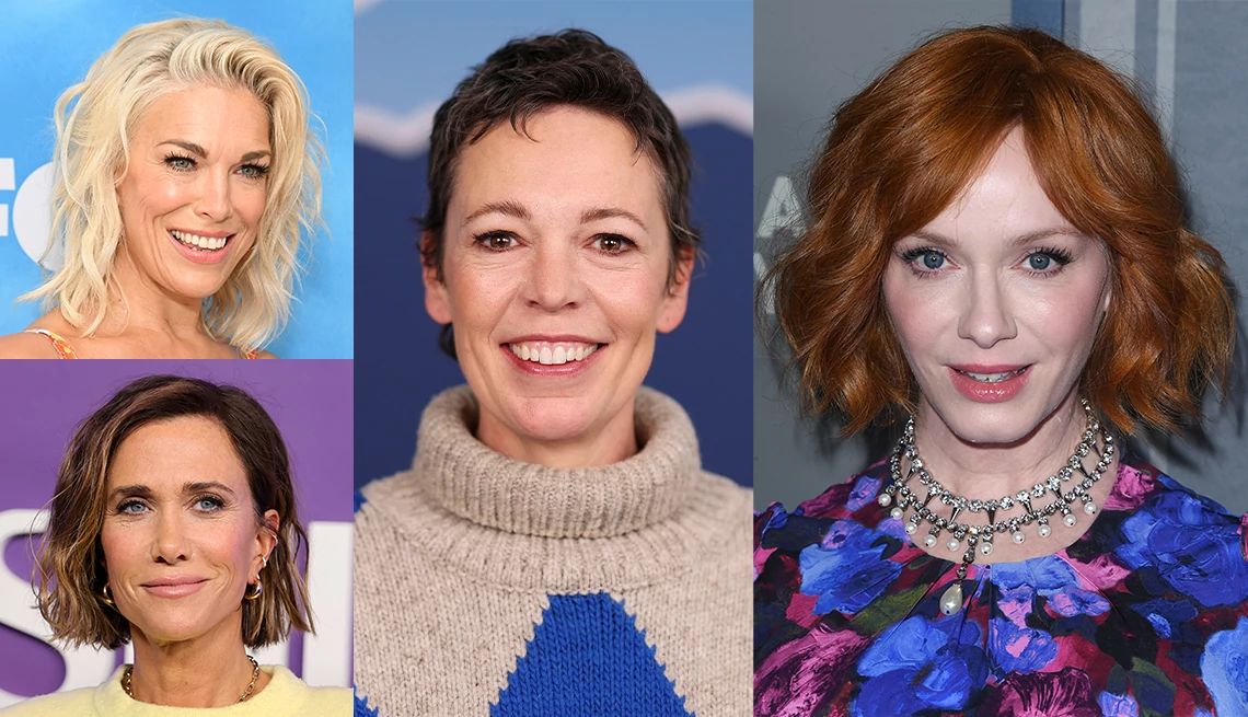 Fixing a bad haircut A photo collage of Hannah Waddingham, Kristin Wiig, Olivia Coleman and Christina Hendricks