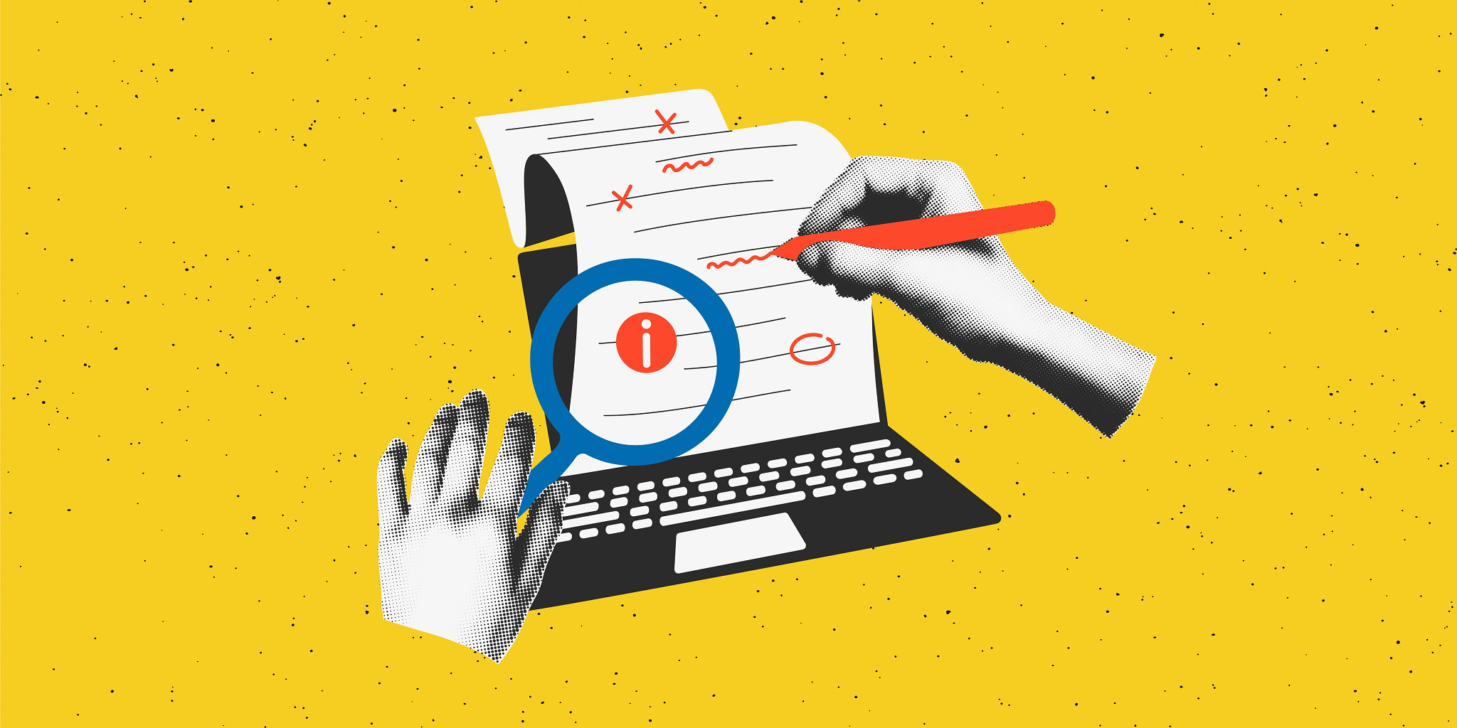 illustration of someone filling out online form