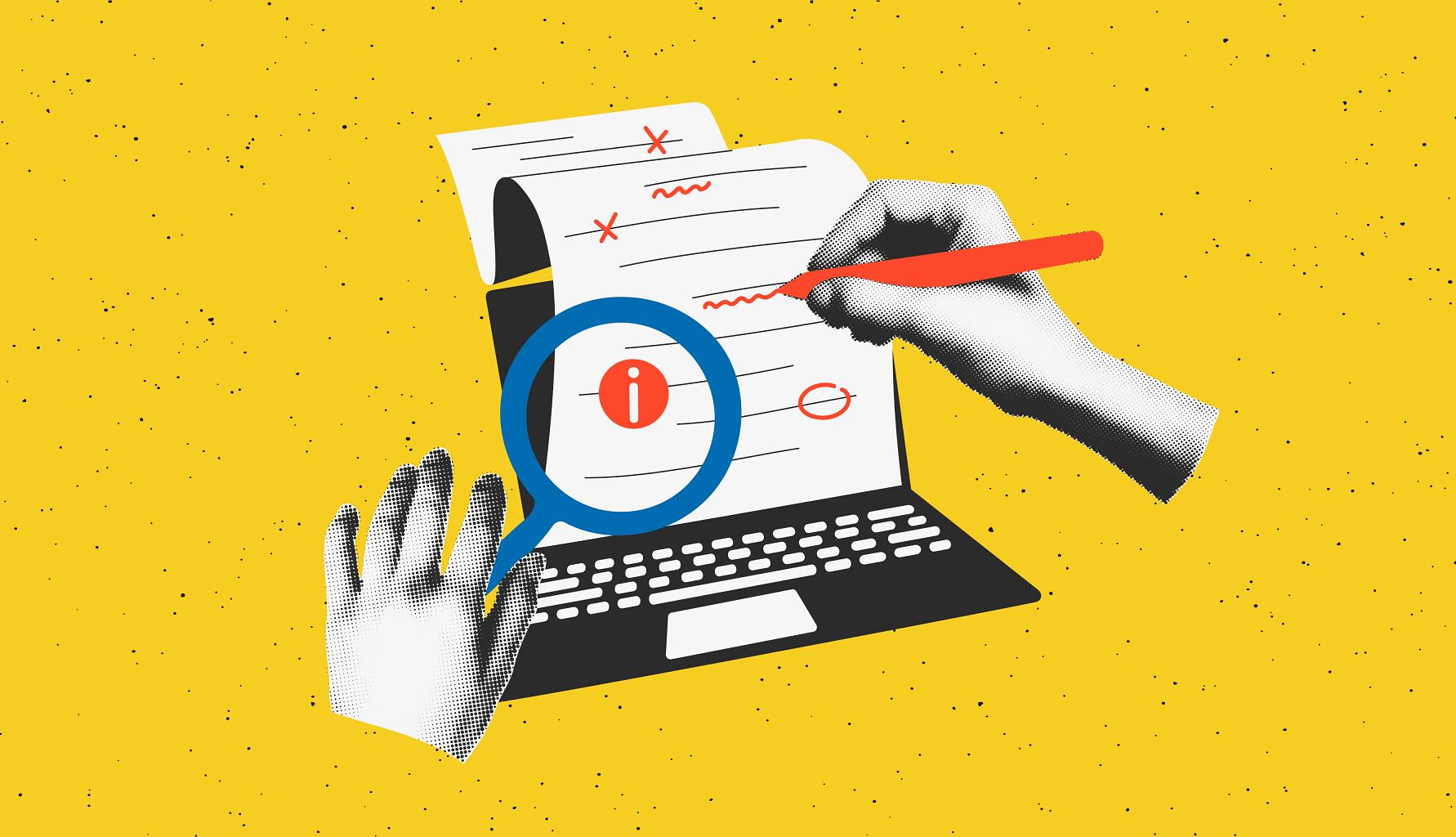 Medicare Tech Glitches illustration of someone filling out online form