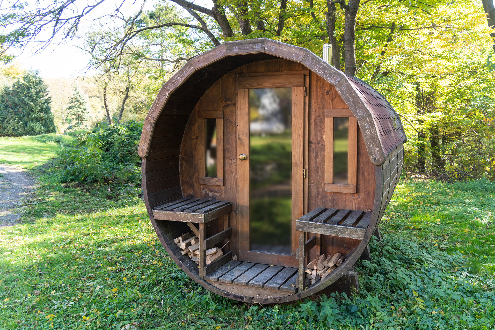 an outdoor sauna