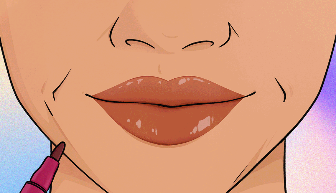 Best makeup for older women An animation of a woman putting on lipstick on her lips