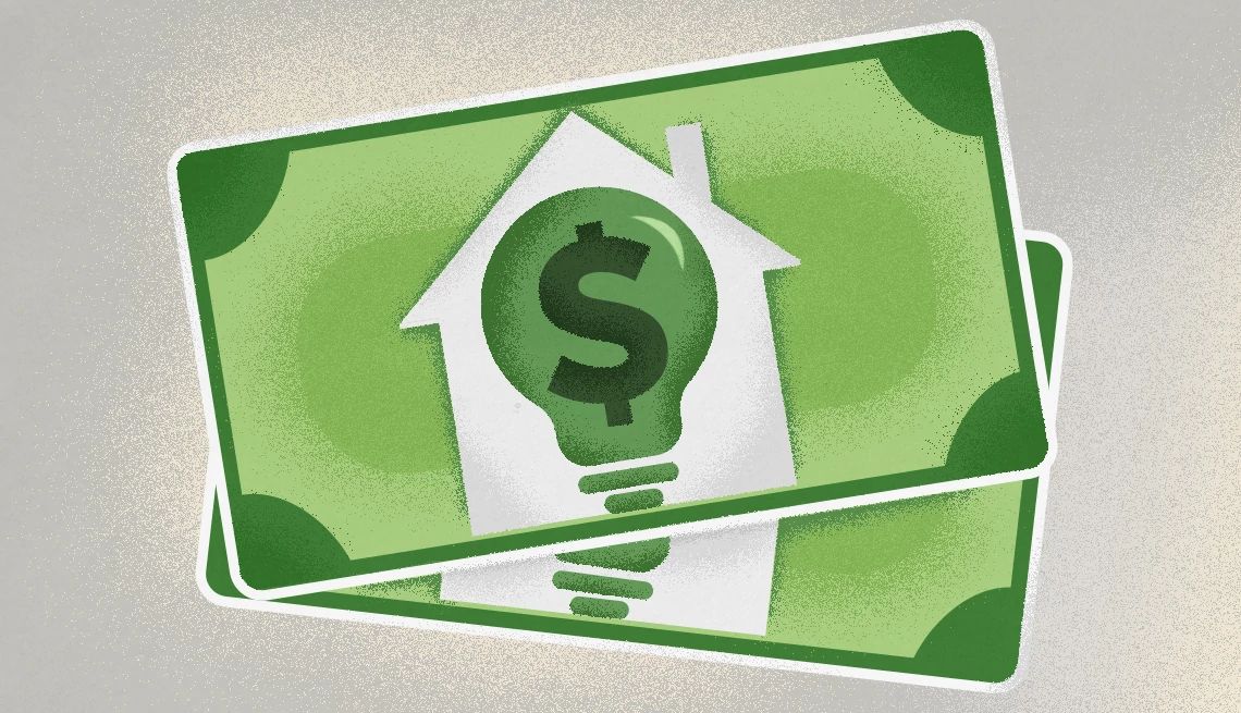 Energy Tax Breaks are Expiring paper money with the image of a house. inside the house is a lightbulb with a dollar sign