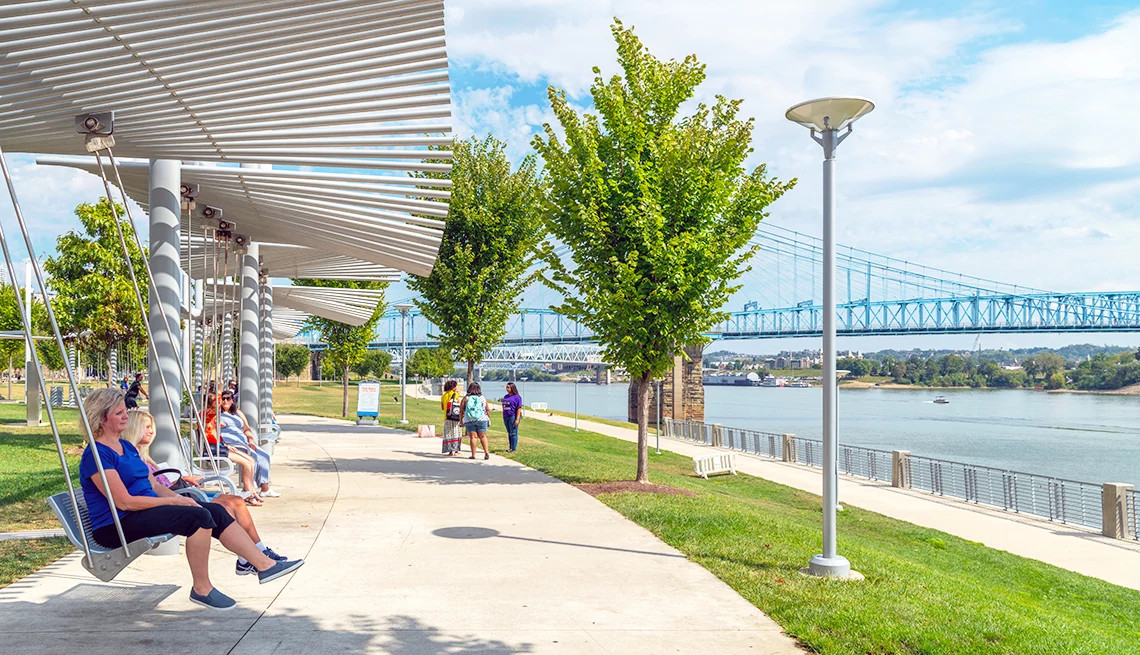 Esplanade along the Ohio River in Smale Riverfront Park, Cincinnati, Ohio