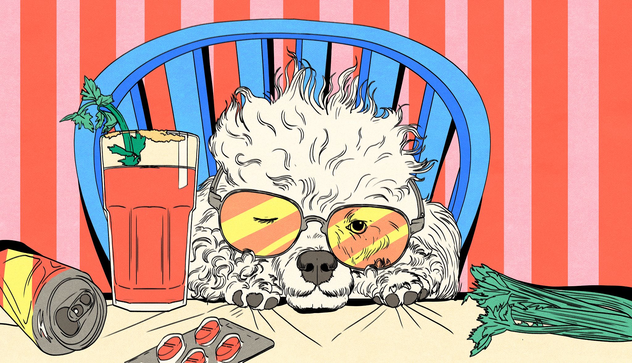 sayings about animals a dog wearing sunglasses with a bloody mary cocktail