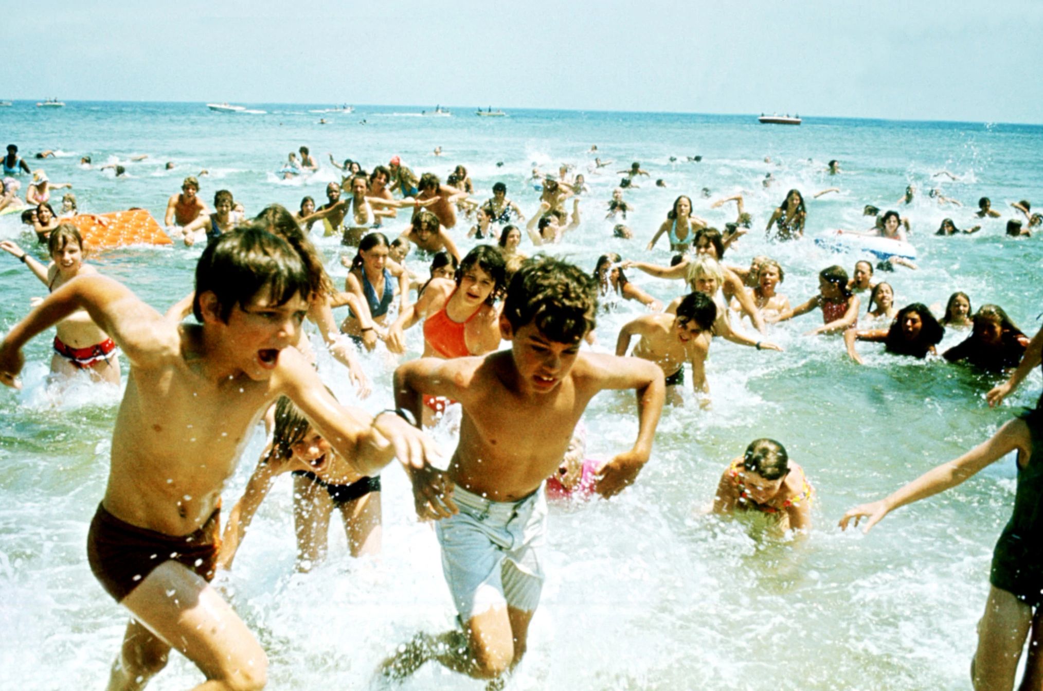 Jaws Swimmer Frightened children and other bathers get out of the water in a still photograph from the movie ‘Jaws.’