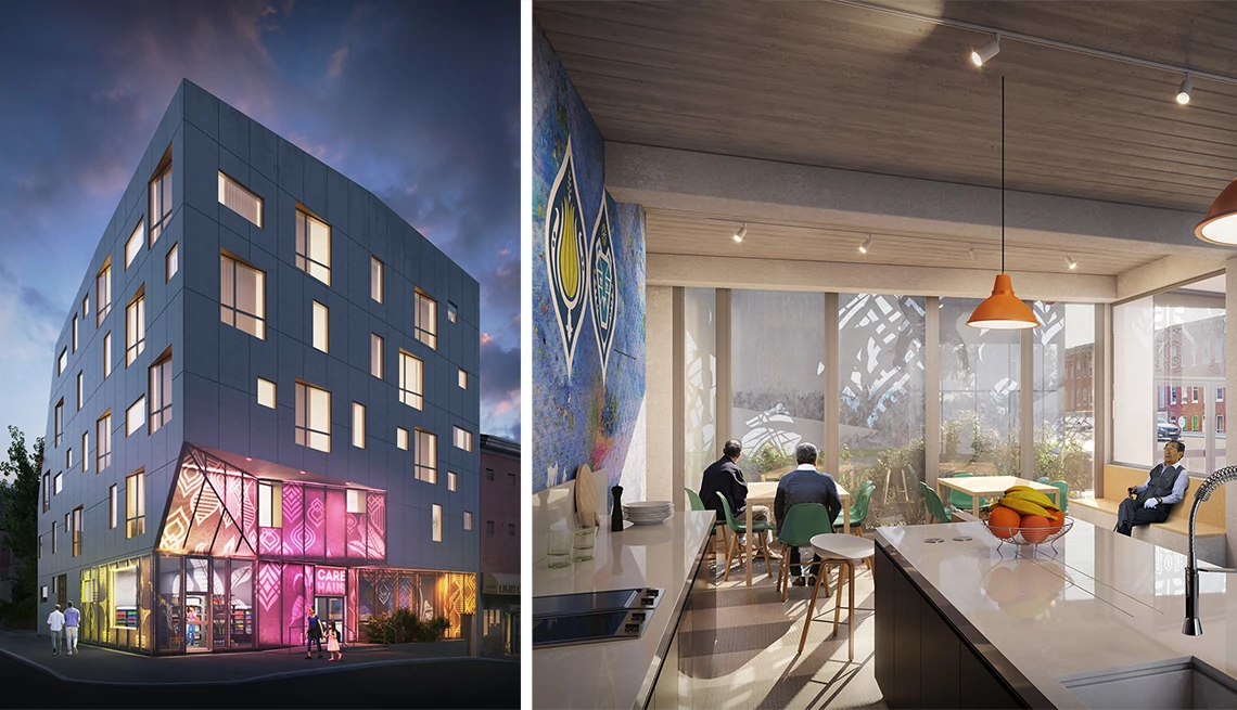 exterior e interior de la vivienda de Carehaus