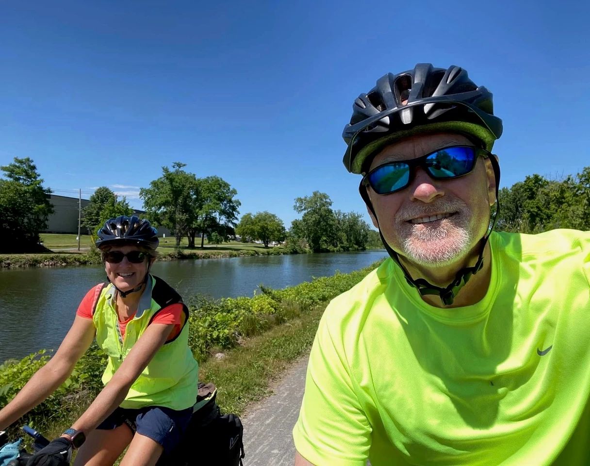 Return to Your Childhood Hobbies  A photo shows Linda Artruc and her husband, Paul, on their bikes