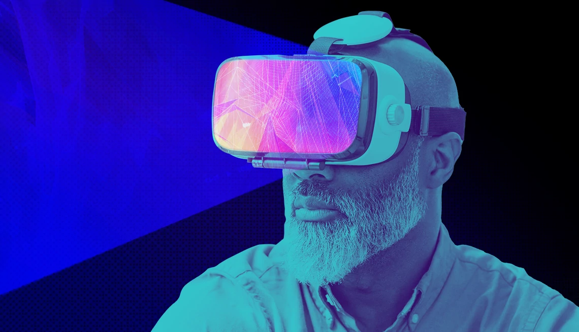 Demystifying Virtual Reality, Augmented Reality and Mixed Reality a man is wearing a virtual reality head set