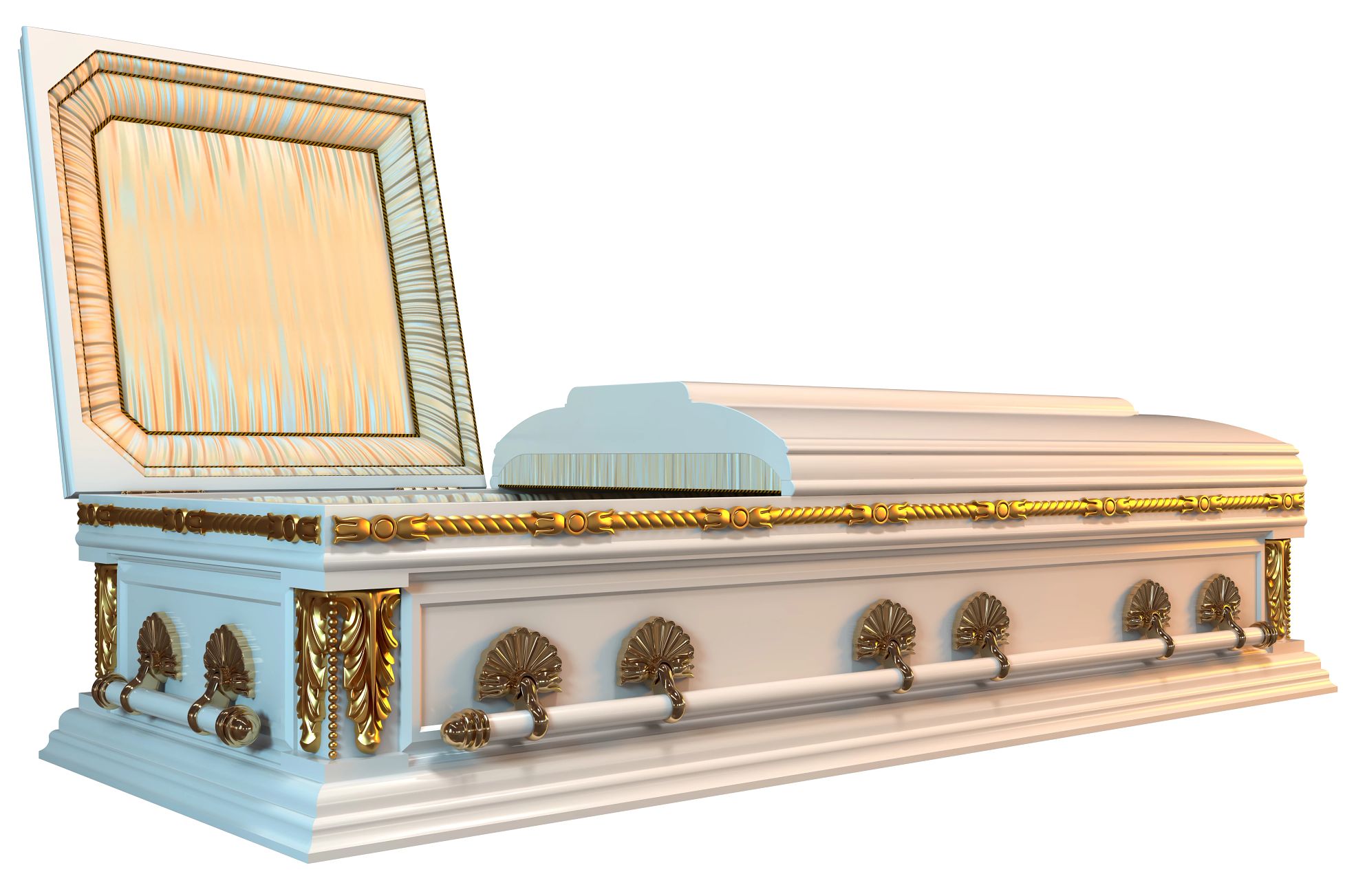 a drawing of an open coffin