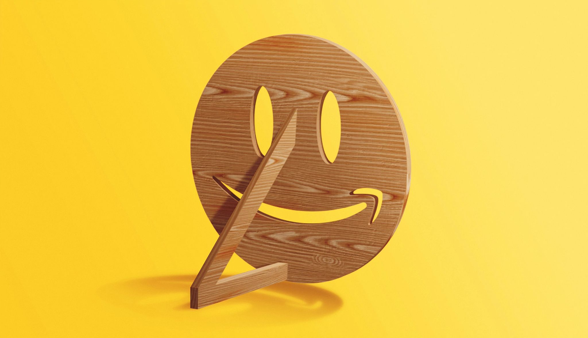 an amazon logo that looks like a wooden mask