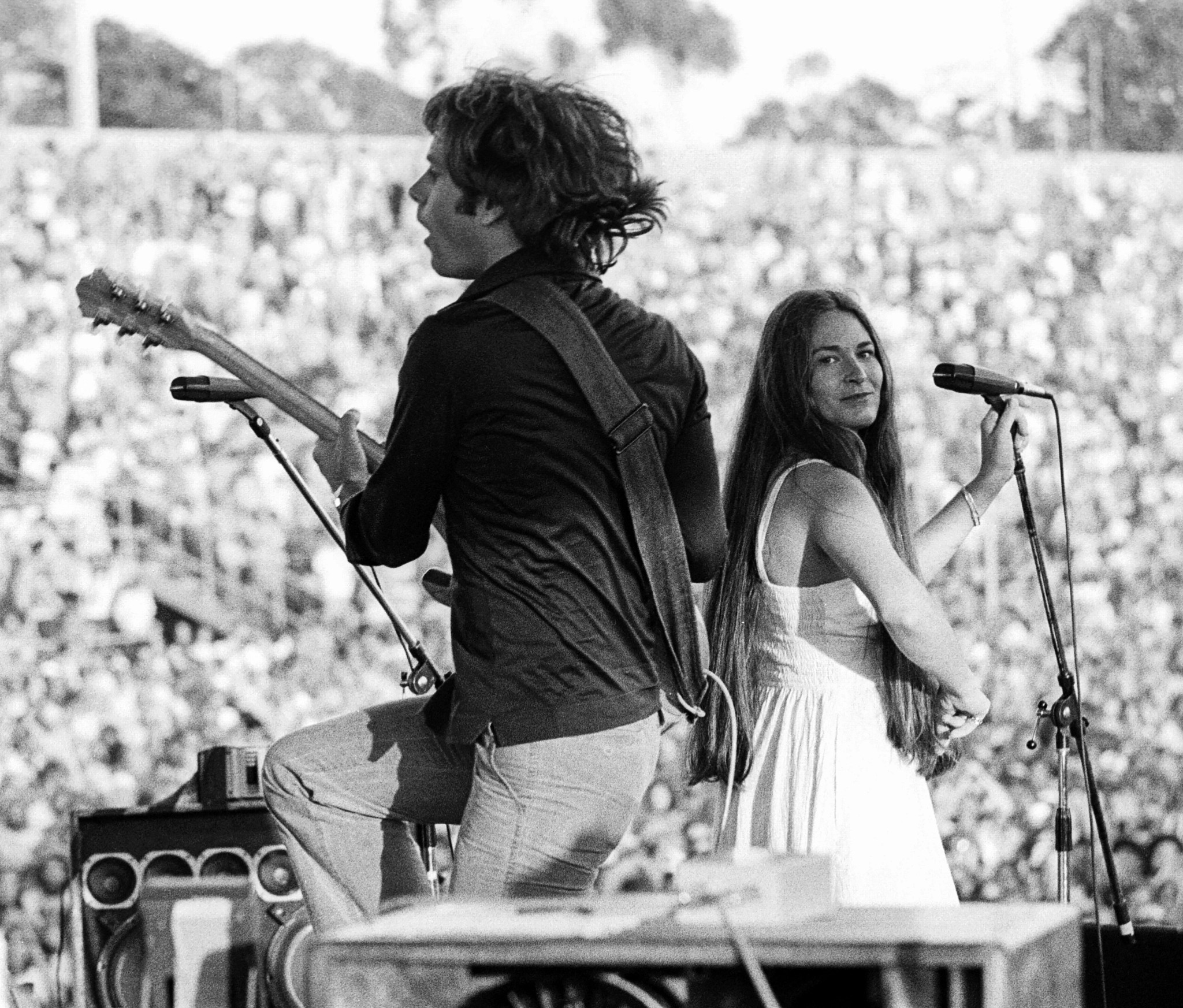 donna jean godchaux mackay and bob weir performing onstage