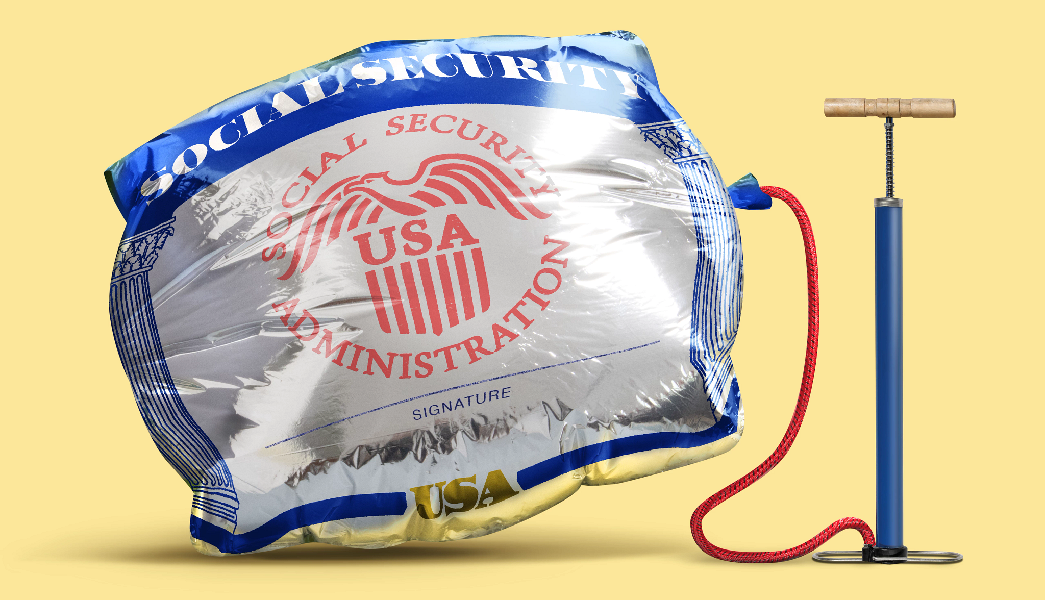 A graphic illustation of a balloon with the social security logo applied