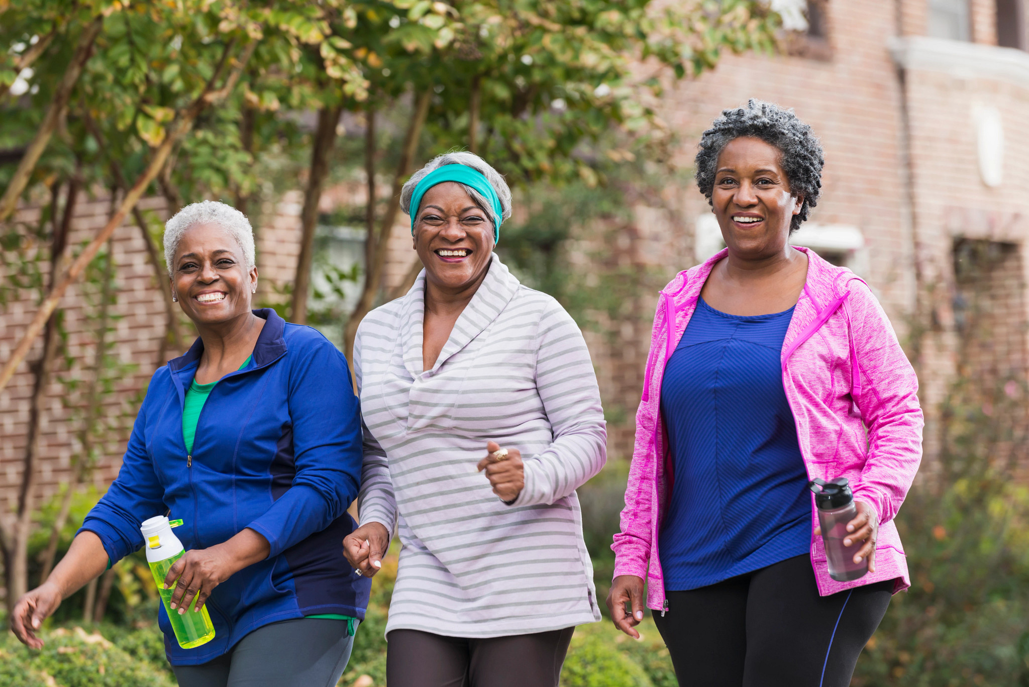 Three women walking for exercise