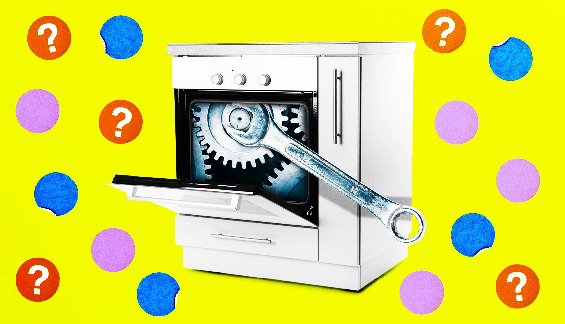 an appliance with a wrench and gears inside