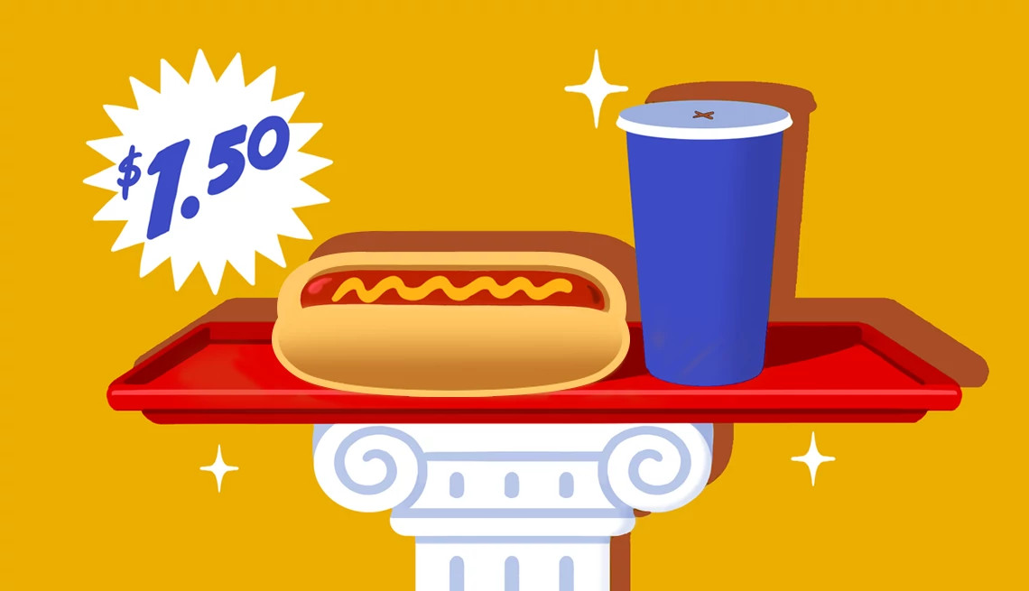a dollar fifty hot dog and soda combo