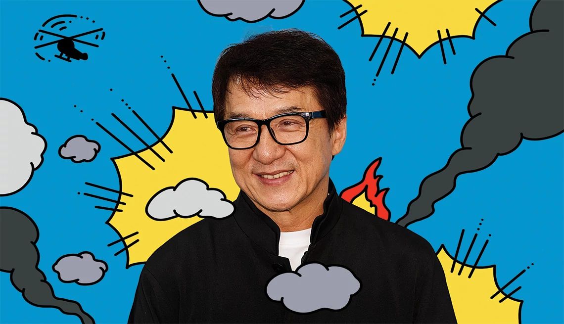 25 Great Movies Starring Actors Over 60 a collage featuring a photo of jackie chan