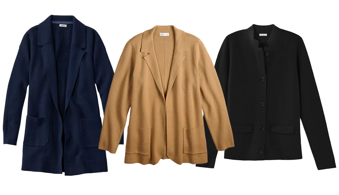 a collage with three different sweater jackets