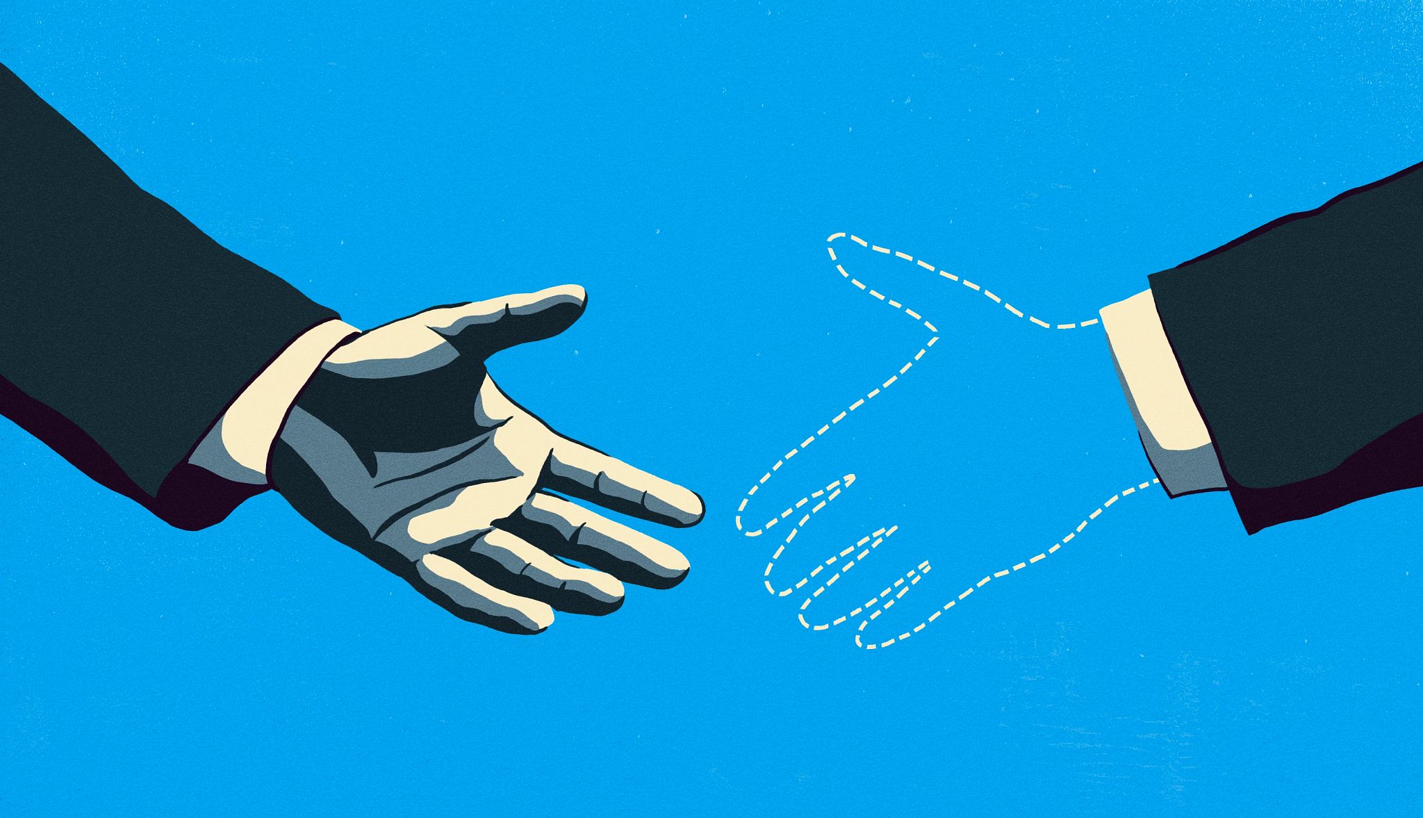 Online job scams two hands shaking