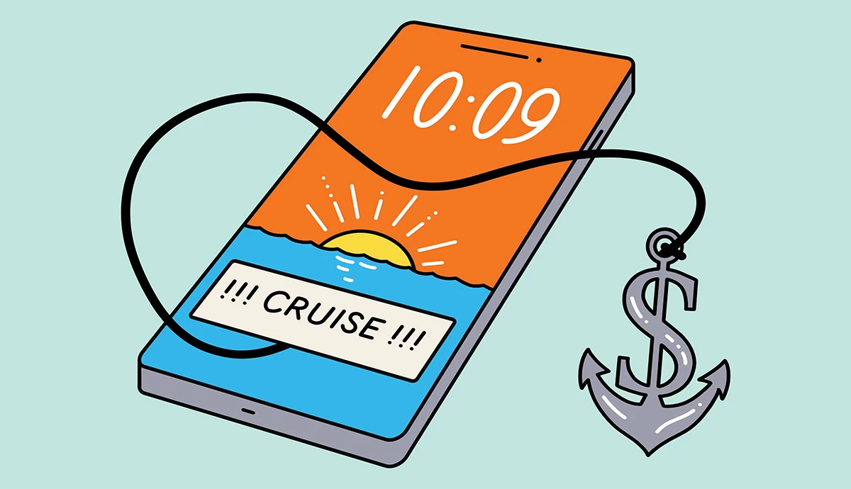 an illustration of a cruise notification on a smartphone screen