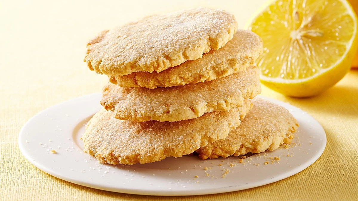 A close-up view of lemon thins on a plate