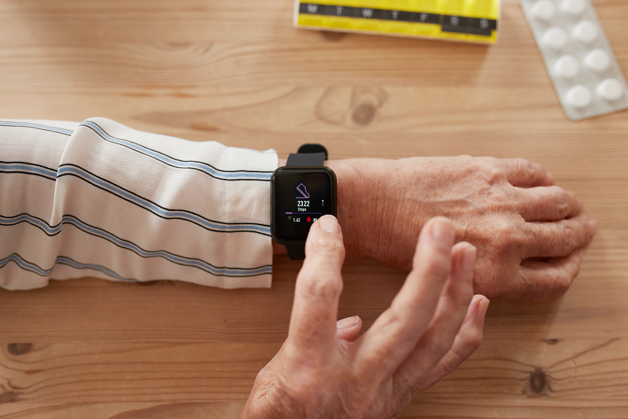 steps being counted by a smart watch