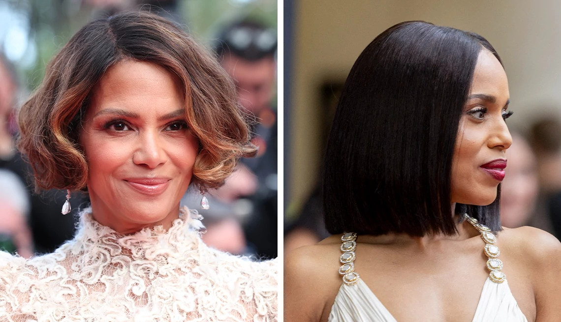 a collage with images of halle berry and kerry washington