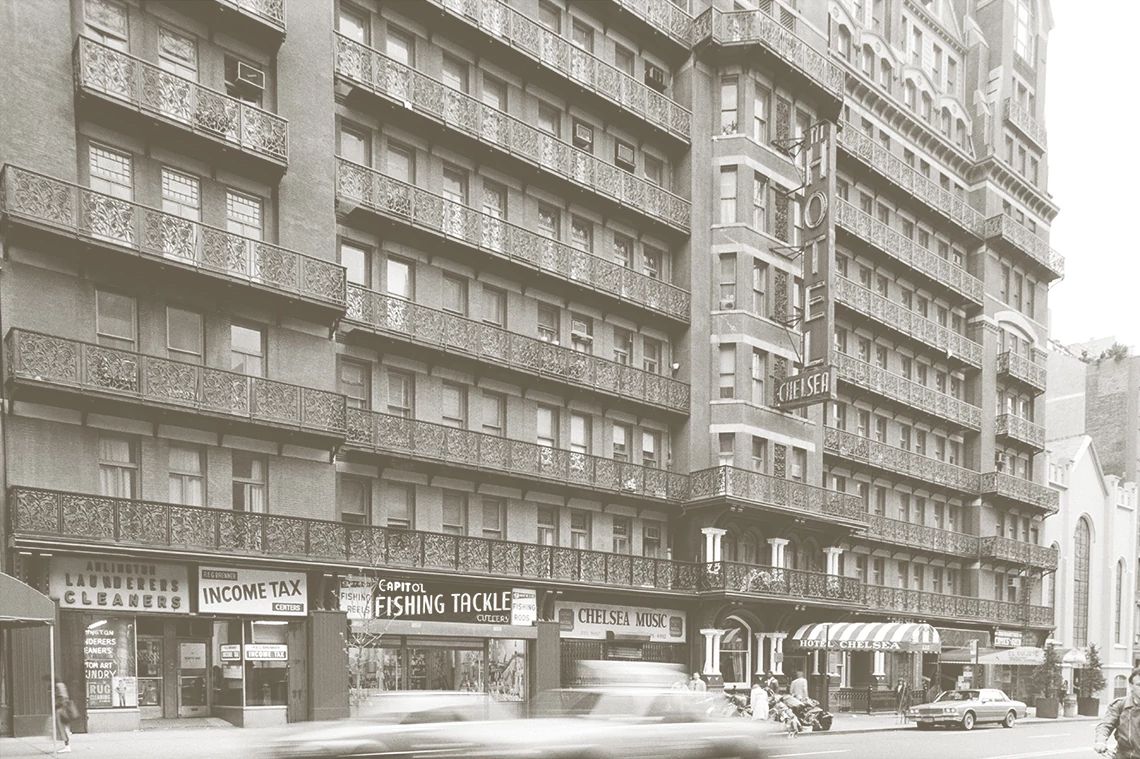 Exterior del Hotel Chelsea de Nueva York en 1987. 