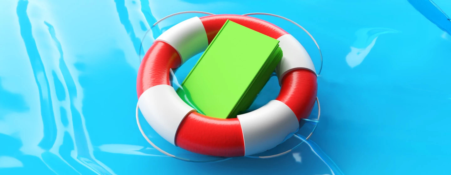 Book in lifesaver in water