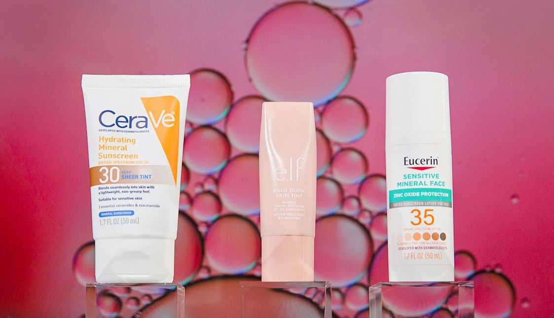 Best Drugstore Beauty Buys a collage with sunscreen products