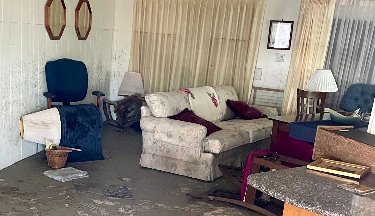 A trashed living room