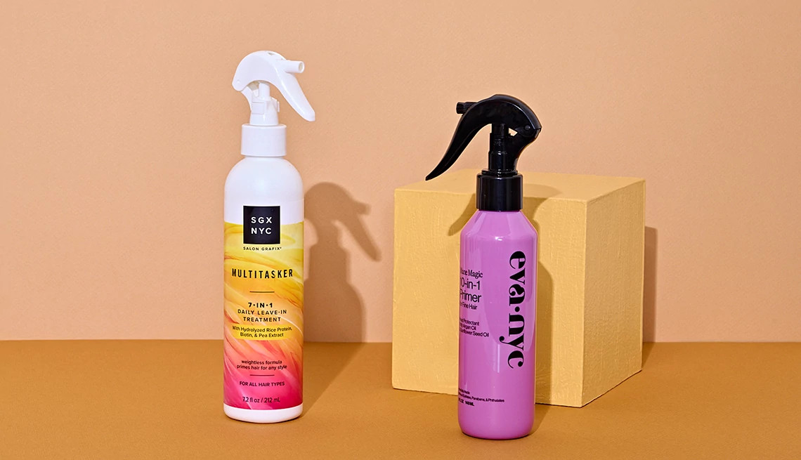 hair products in trigger spray bottles