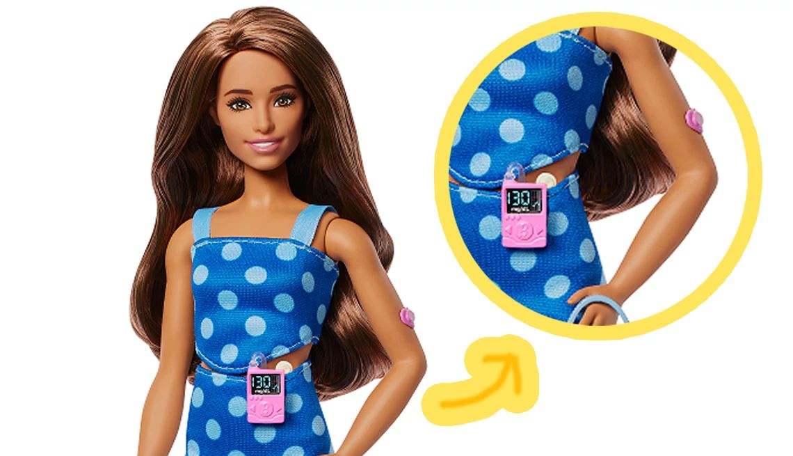 Barbie Has Diabetes the new barbie with type 1 diabetes and close-up of her insulin pump