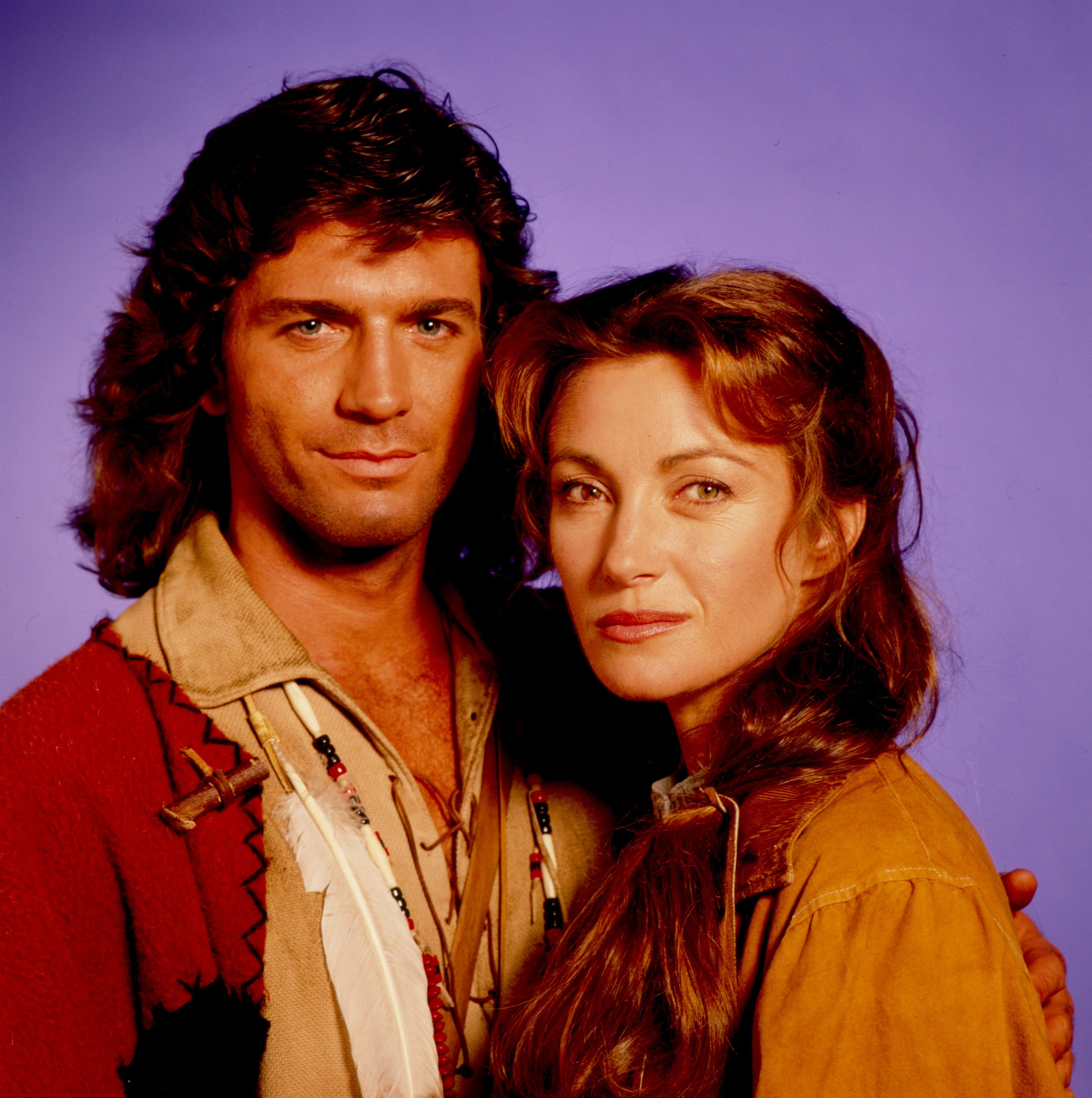 joe lando and jane seymour posing together in a promotional photo for doctor quinn medicine woman