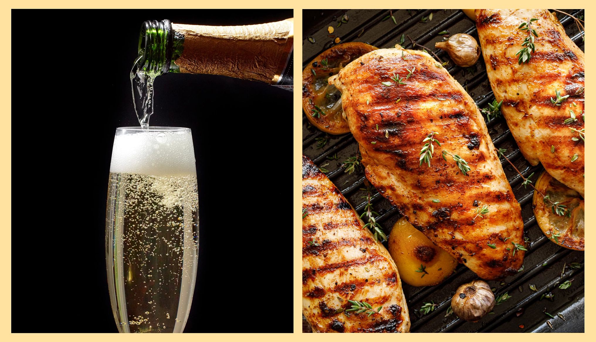 Food to Pair With Your Summer Wine a bubbly wine with grilled meat