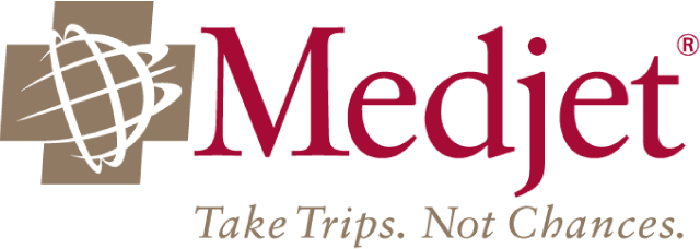 medjet logo red letters take trips not chances