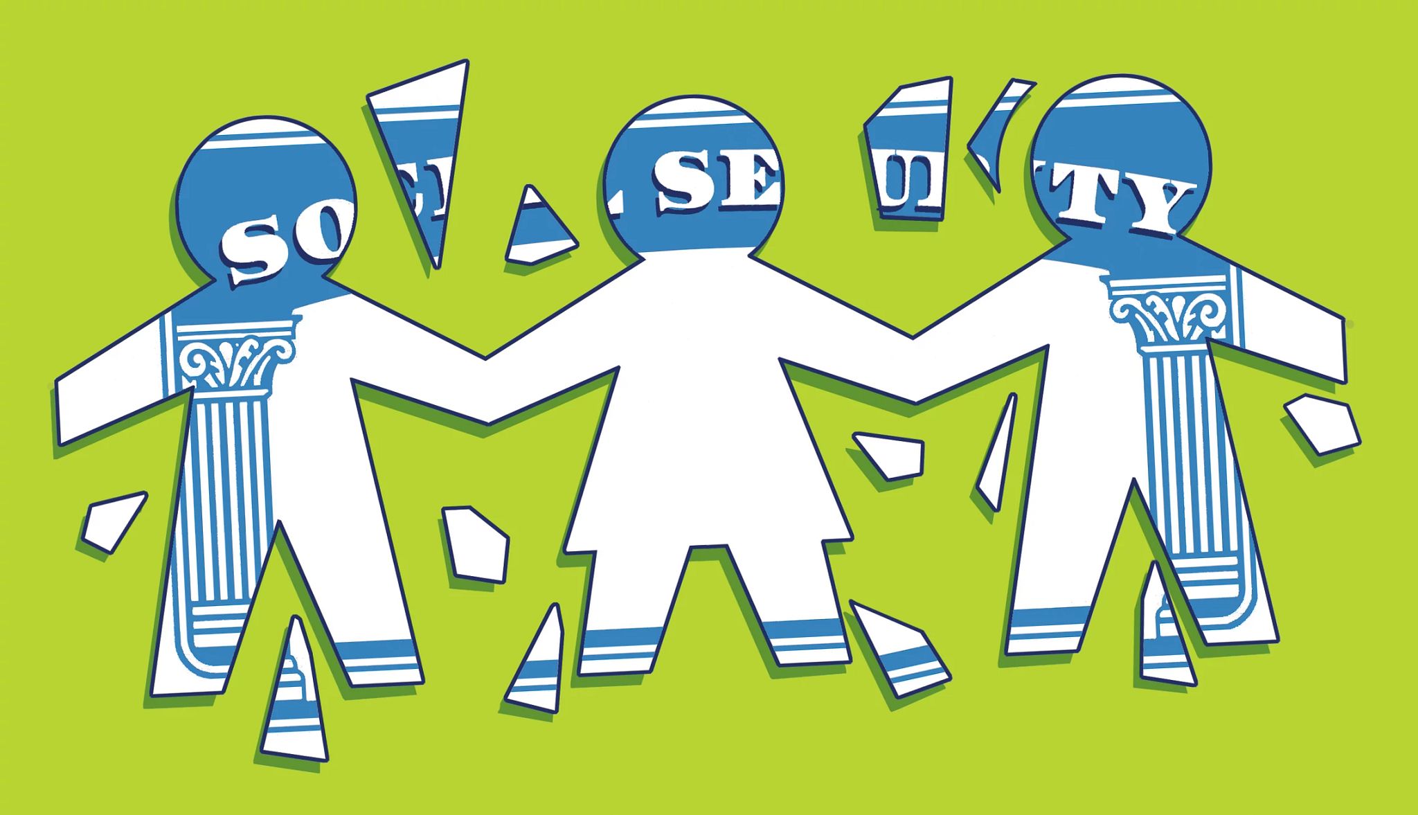 Children and Social Security Survivor Benefits human figures cut out of a social security card