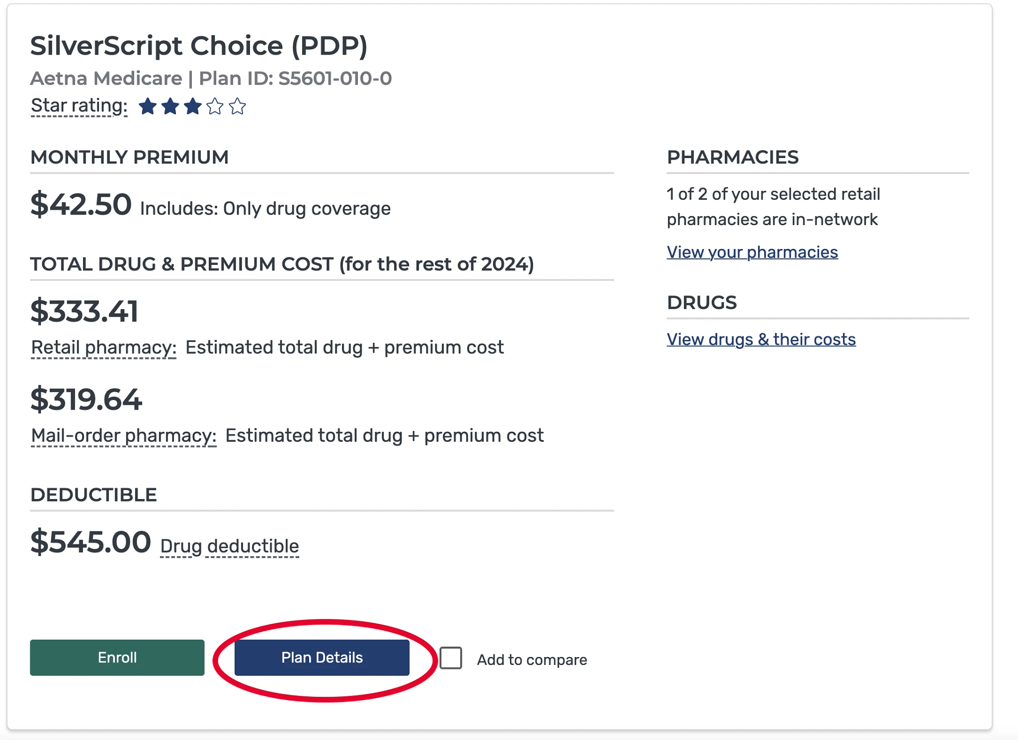 Enrolling in Medicare Part D silverscript plan details