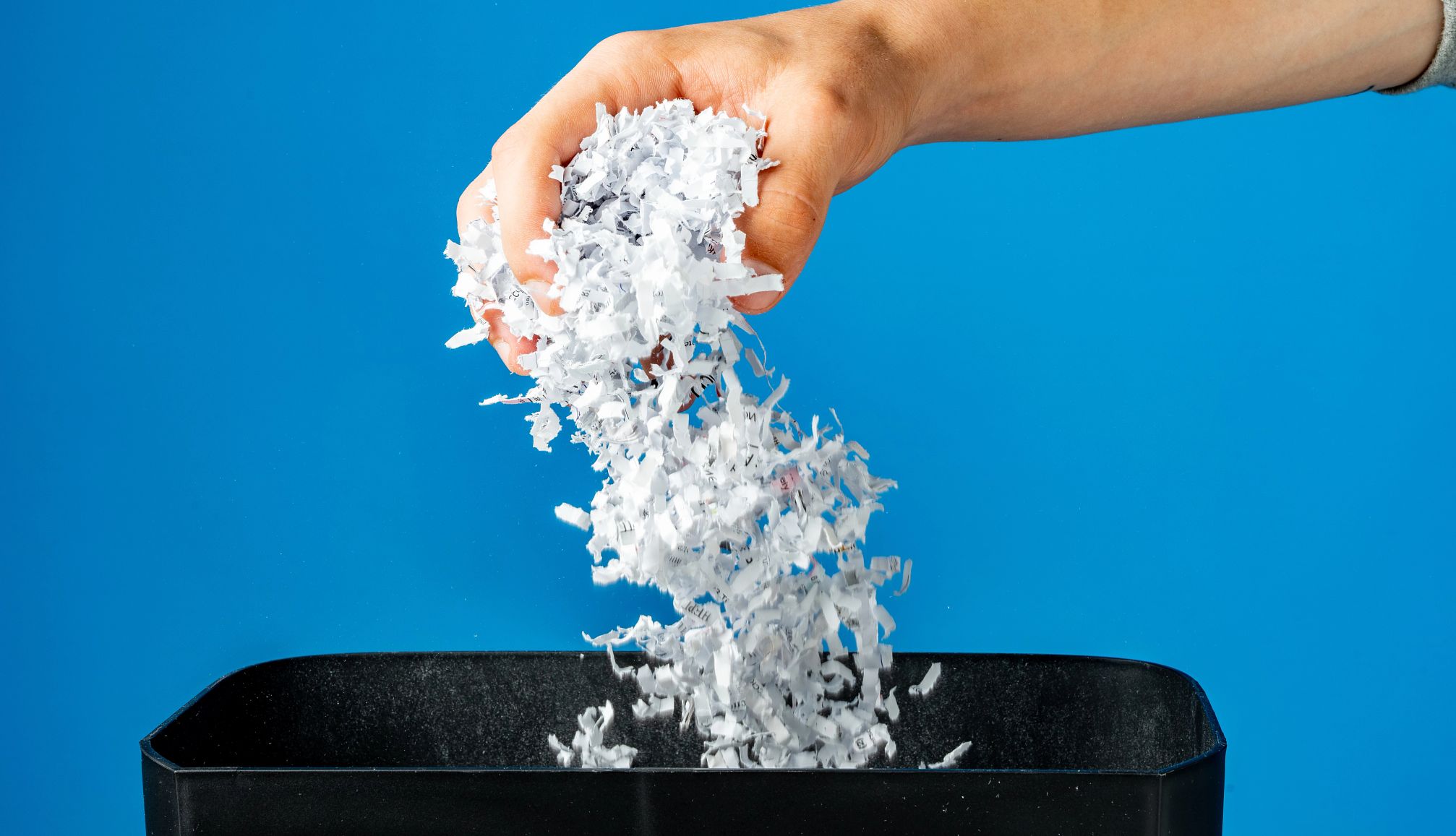 When to Shred Documents hand holding a bunch of shredded paper close up